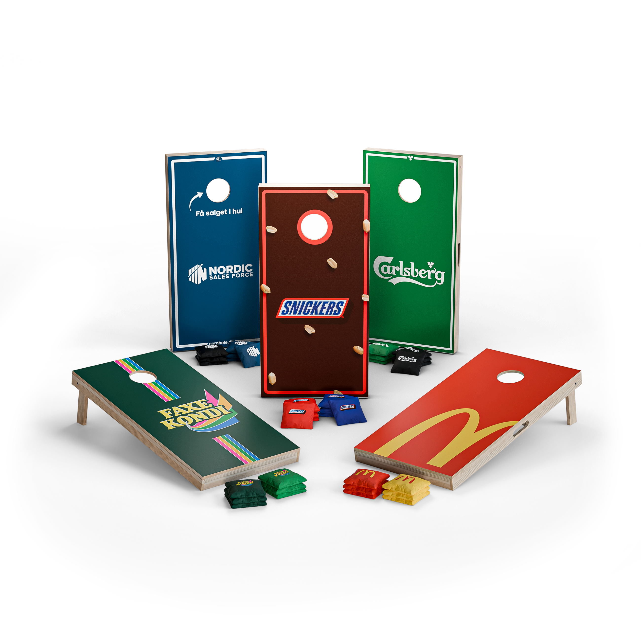 Cornhole Boards in Tragetaschen gelagert
